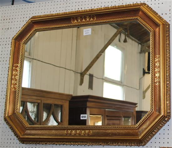 Octagonal gilt framed wall mirror